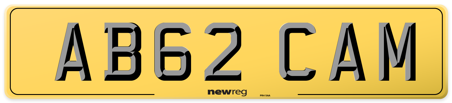 AB62 CAM Rear Number Plate