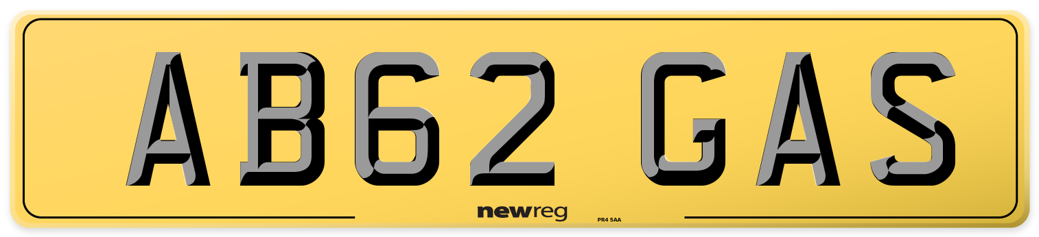 AB62 GAS Rear Number Plate