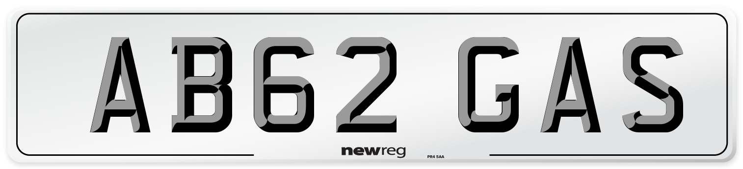 AB62 GAS Front Number Plate