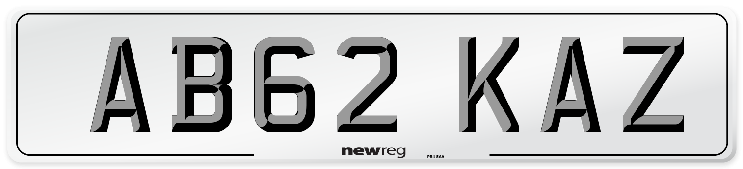 AB62 KAZ Front Number Plate