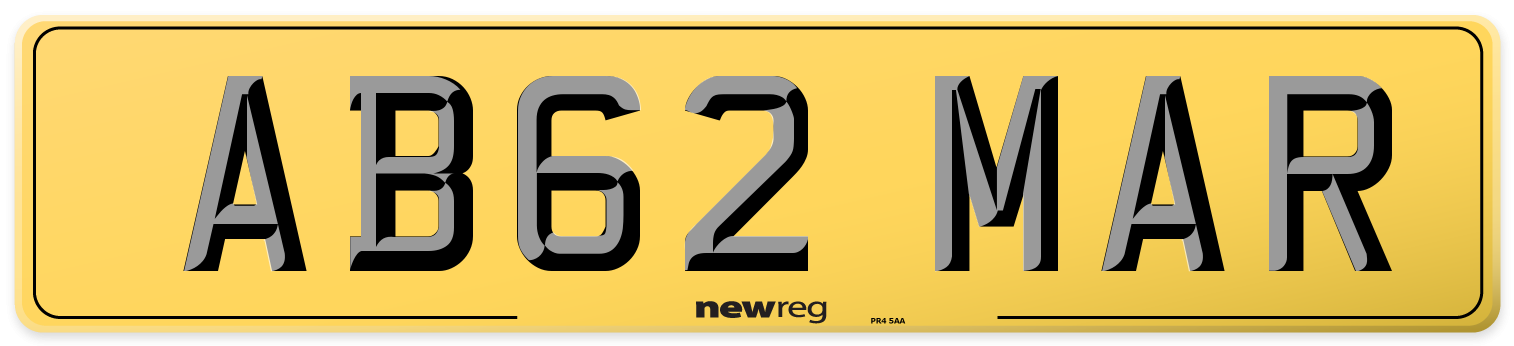 AB62 MAR Rear Number Plate