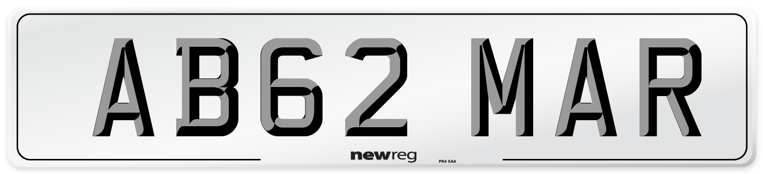 AB62 MAR Front Number Plate