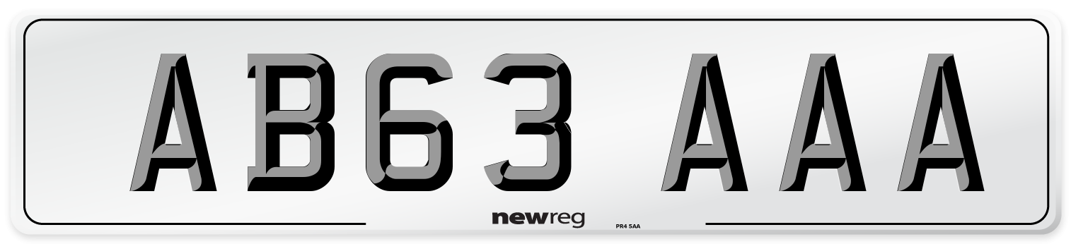 AB63 AAA Front Number Plate
