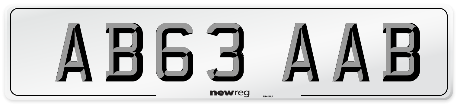 AB63 AAB Front Number Plate