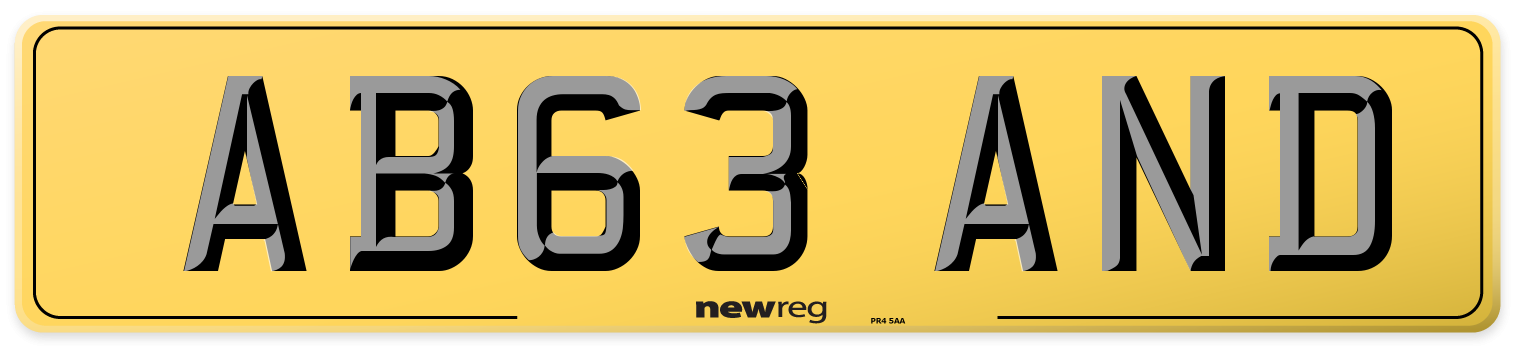 AB63 AND Rear Number Plate