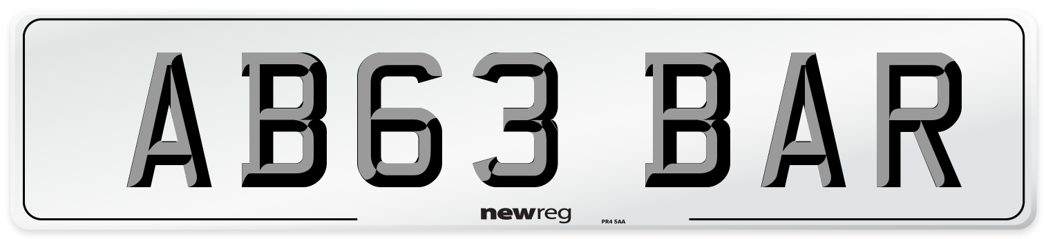 AB63 BAR Front Number Plate