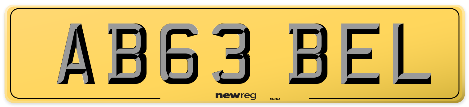 AB63 BEL Rear Number Plate
