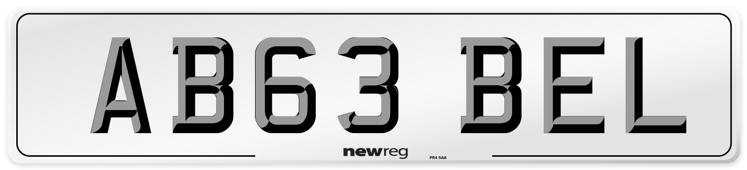 AB63 BEL Front Number Plate