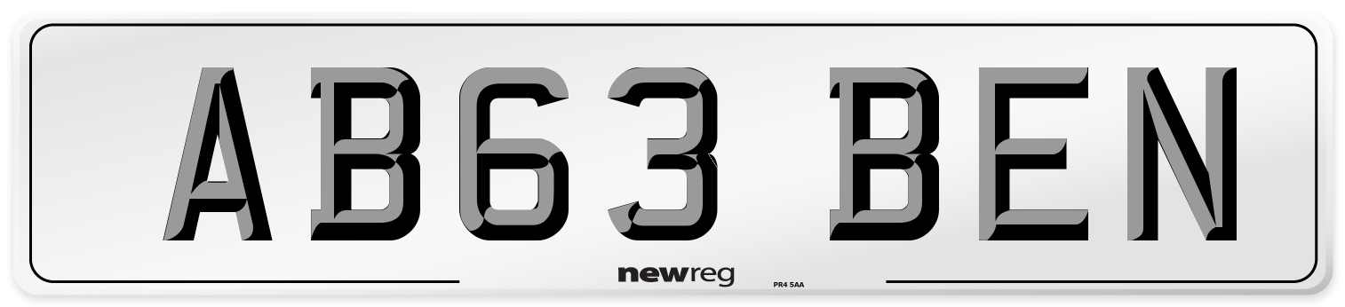 AB63 BEN Front Number Plate