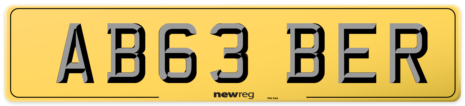 AB63 BER Rear Number Plate