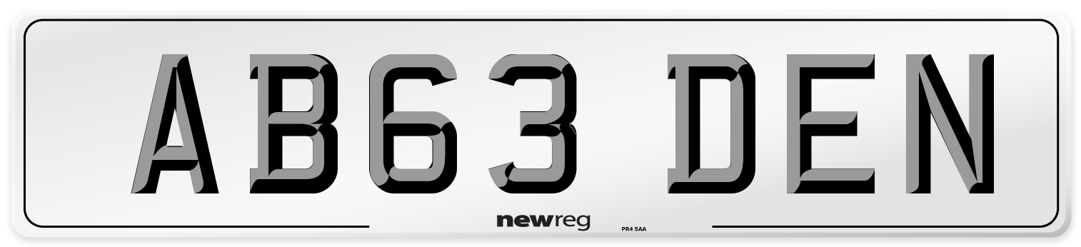 AB63 DEN Front Number Plate
