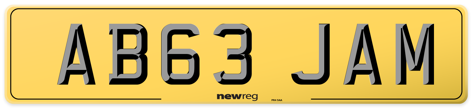 AB63 JAM Rear Number Plate