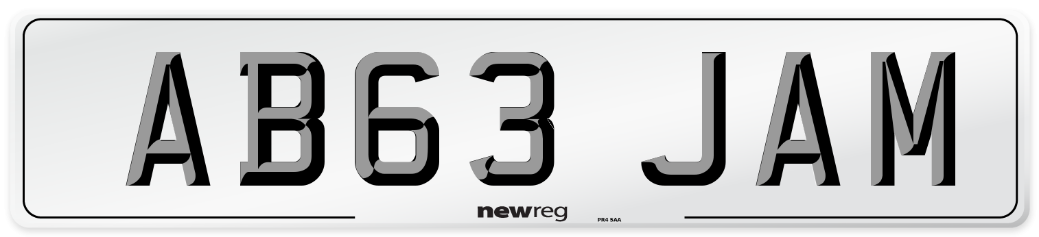 AB63 JAM Front Number Plate