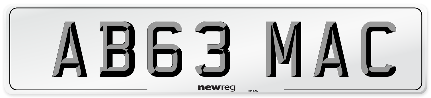 AB63 MAC Front Number Plate