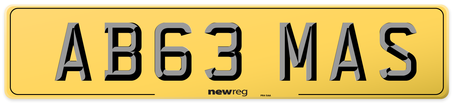 AB63 MAS Rear Number Plate