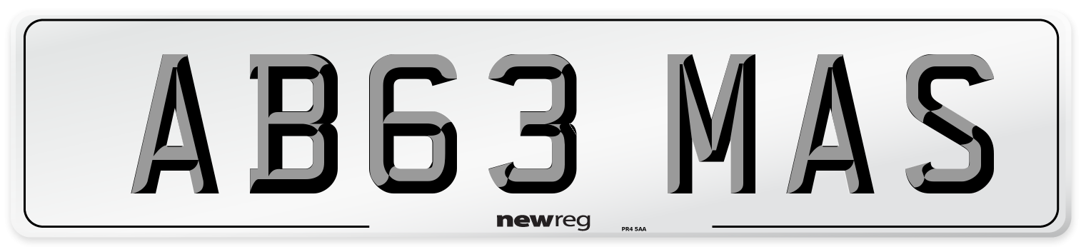 AB63 MAS Front Number Plate
