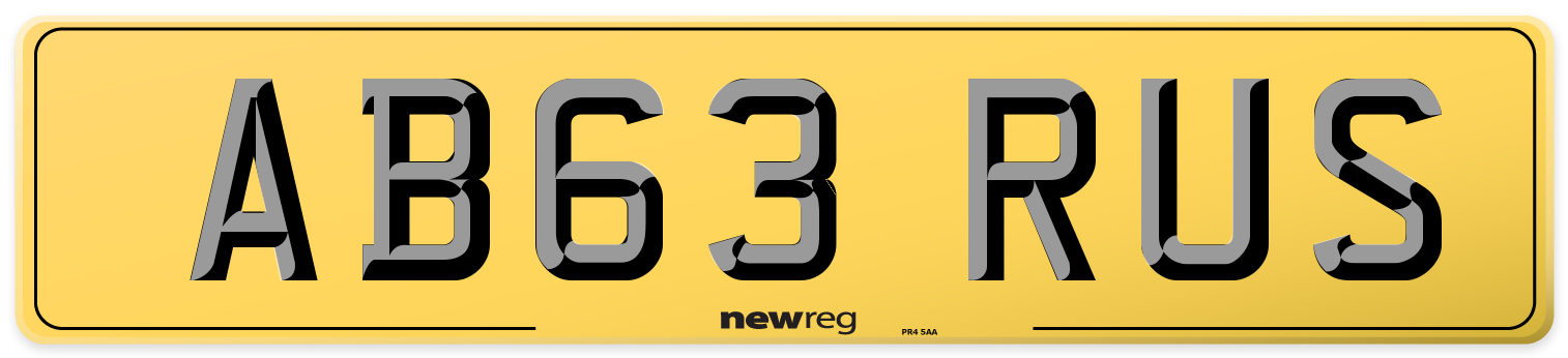 AB63 RUS Rear Number Plate