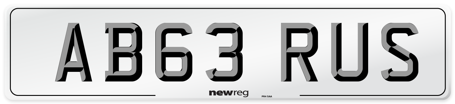 AB63 RUS Front Number Plate