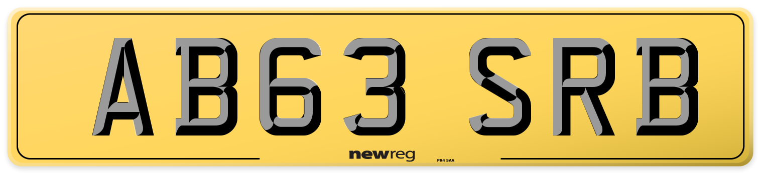 AB63 SRB Rear Number Plate