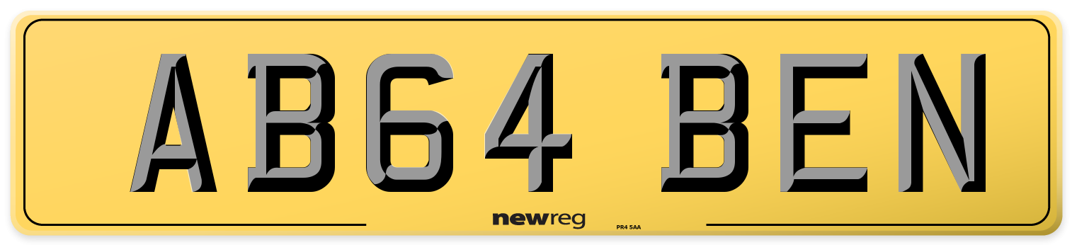 AB64 BEN Rear Number Plate