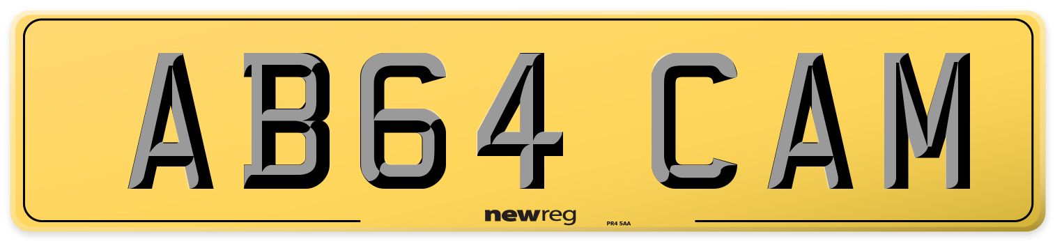 AB64 CAM Rear Number Plate
