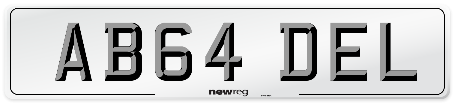 AB64 DEL Front Number Plate