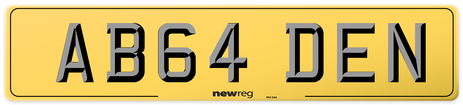 AB64 DEN Rear Number Plate