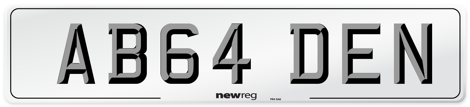 AB64 DEN Front Number Plate