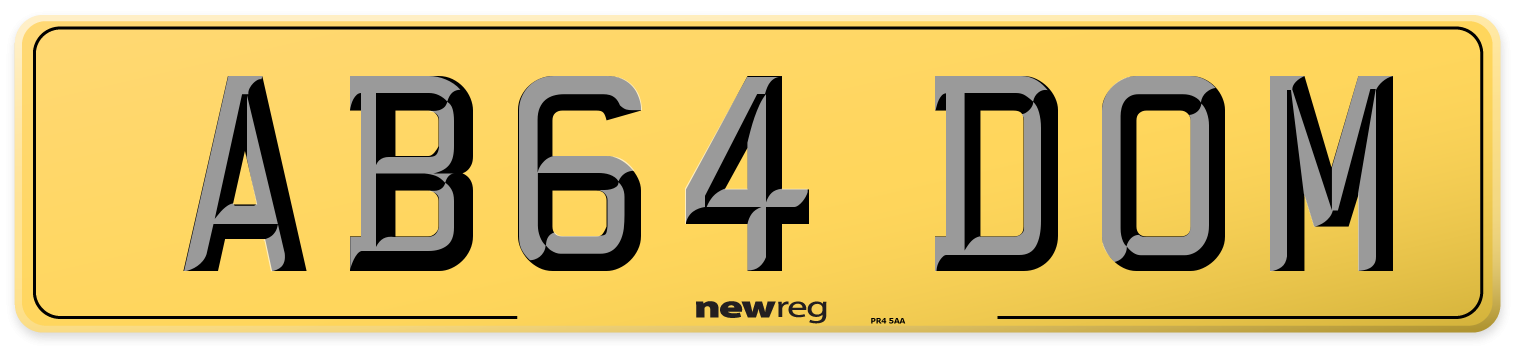 AB64 DOM Rear Number Plate