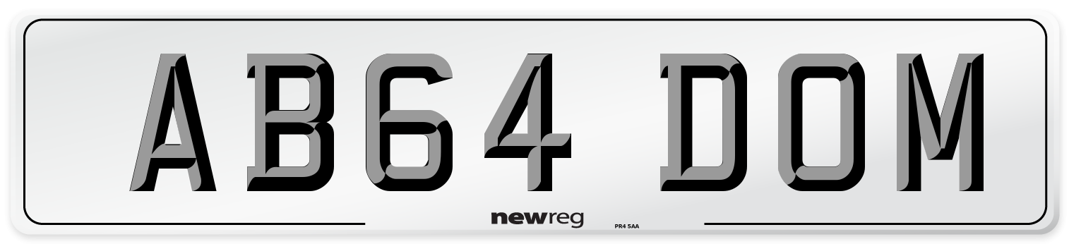 AB64 DOM Front Number Plate