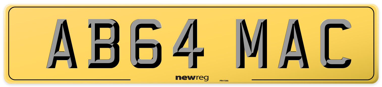AB64 MAC Rear Number Plate