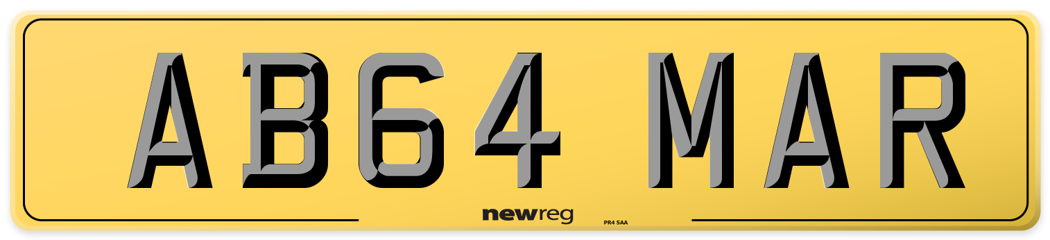 AB64 MAR Rear Number Plate