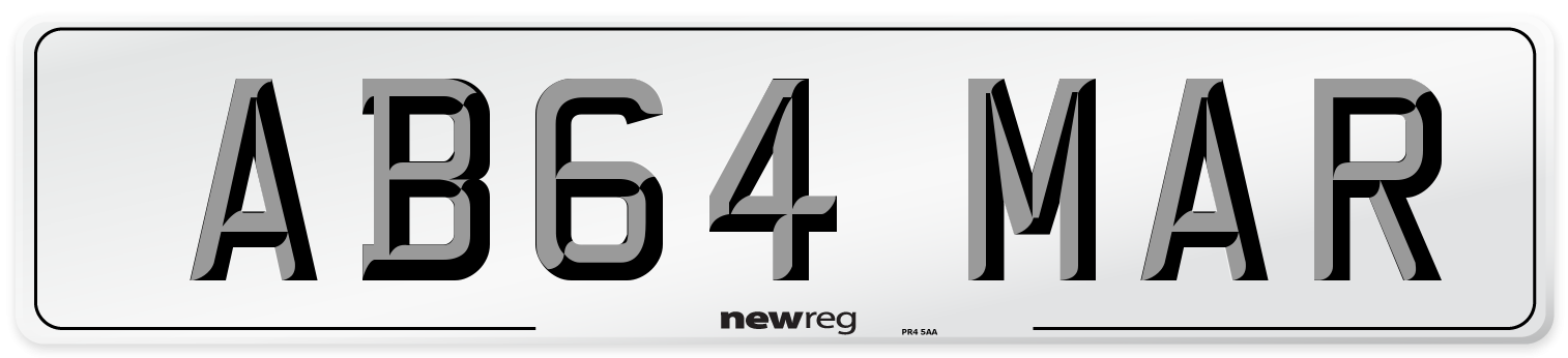 AB64 MAR Front Number Plate