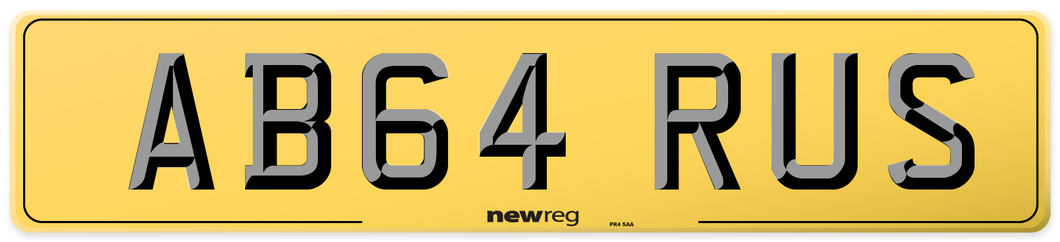 AB64 RUS Rear Number Plate