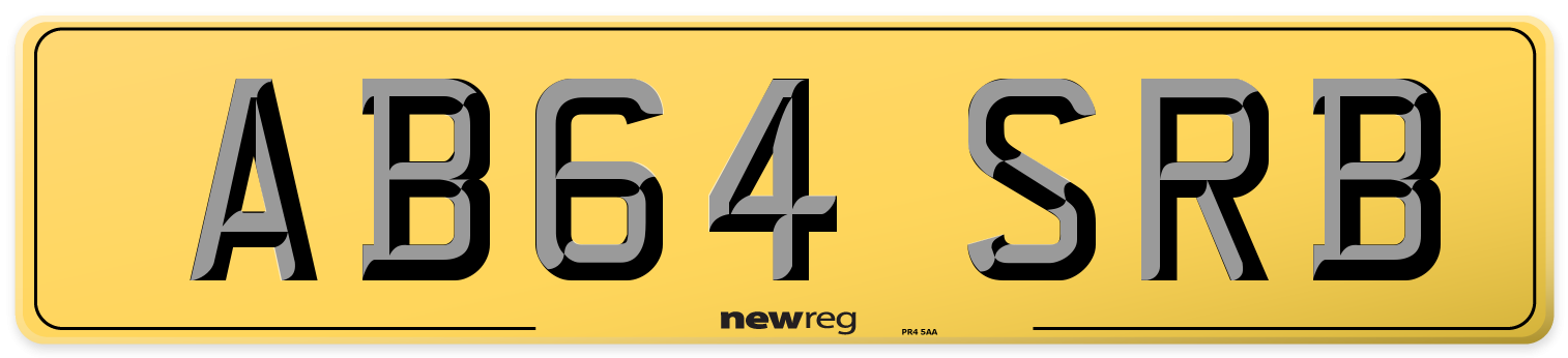 AB64 SRB Rear Number Plate