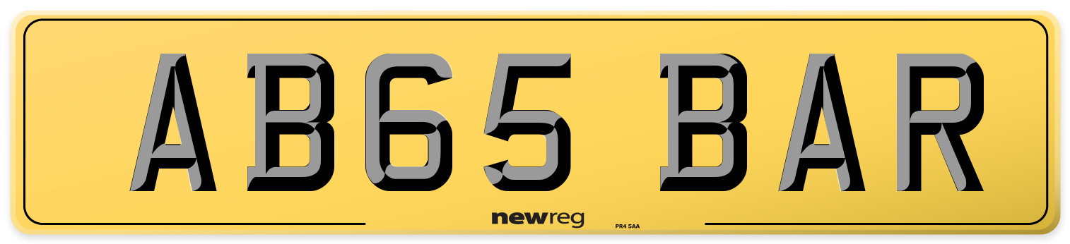 AB65 BAR Rear Number Plate