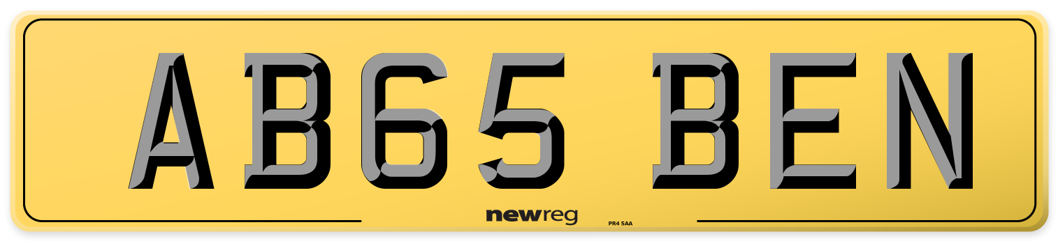 AB65 BEN Rear Number Plate