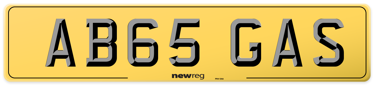 AB65 GAS Rear Number Plate
