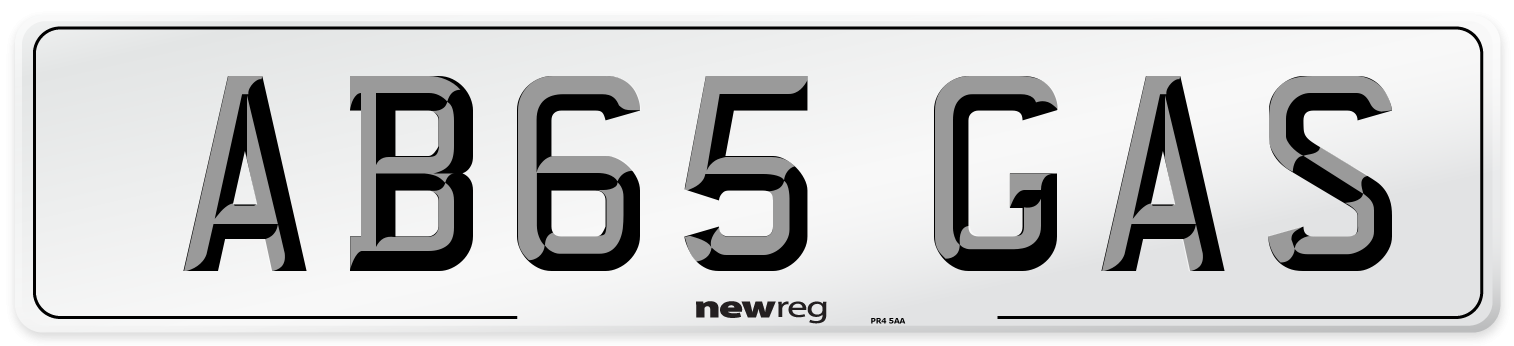 AB65 GAS Front Number Plate