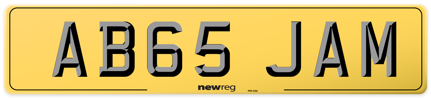AB65 JAM Rear Number Plate