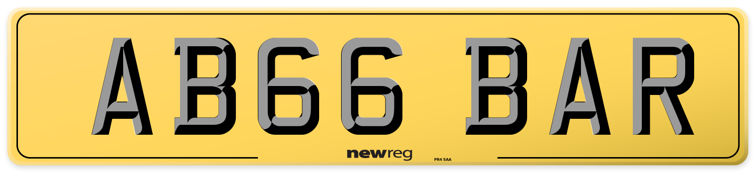 AB66 BAR Rear Number Plate