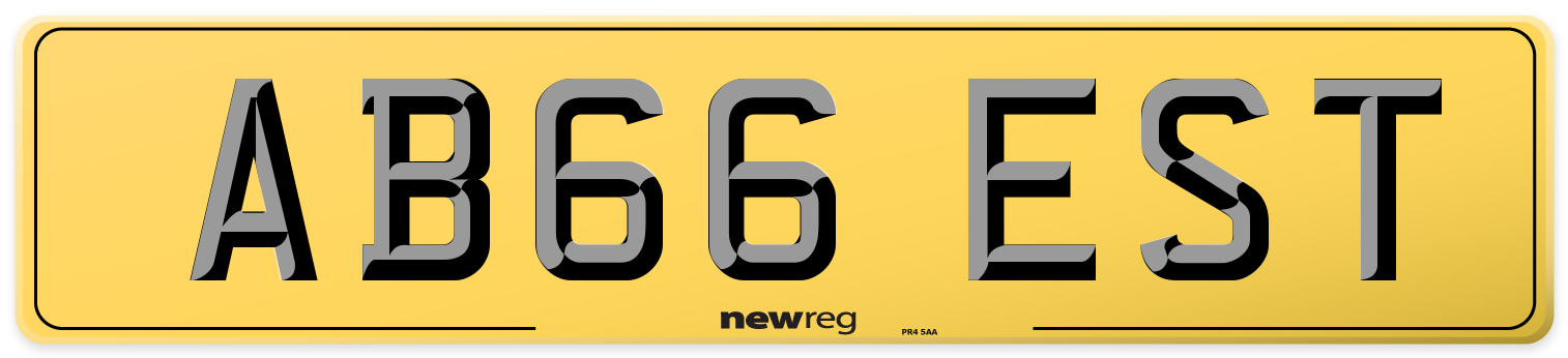AB66 EST Rear Number Plate