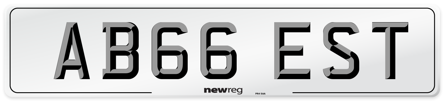 AB66 EST Front Number Plate
