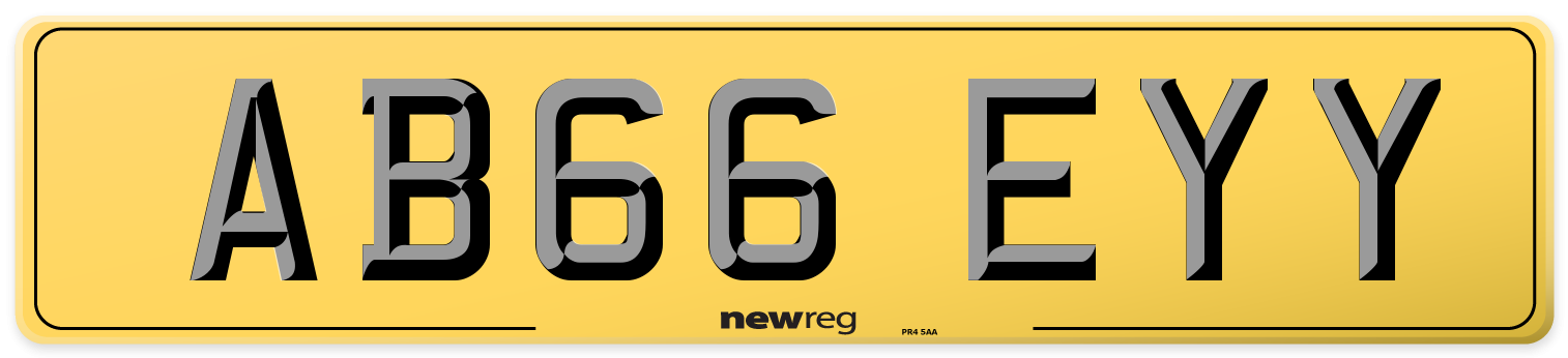 AB66 EYY Rear Number Plate