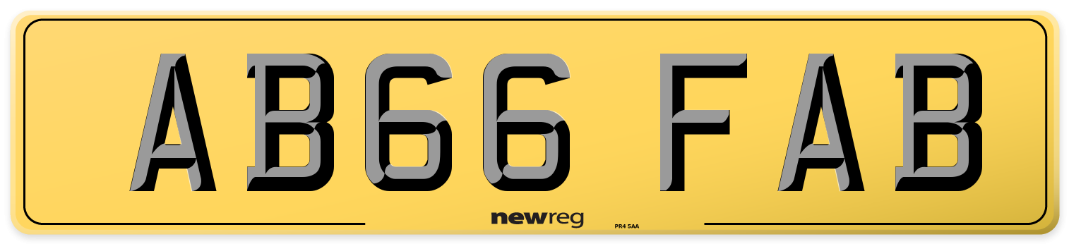 AB66 FAB Rear Number Plate