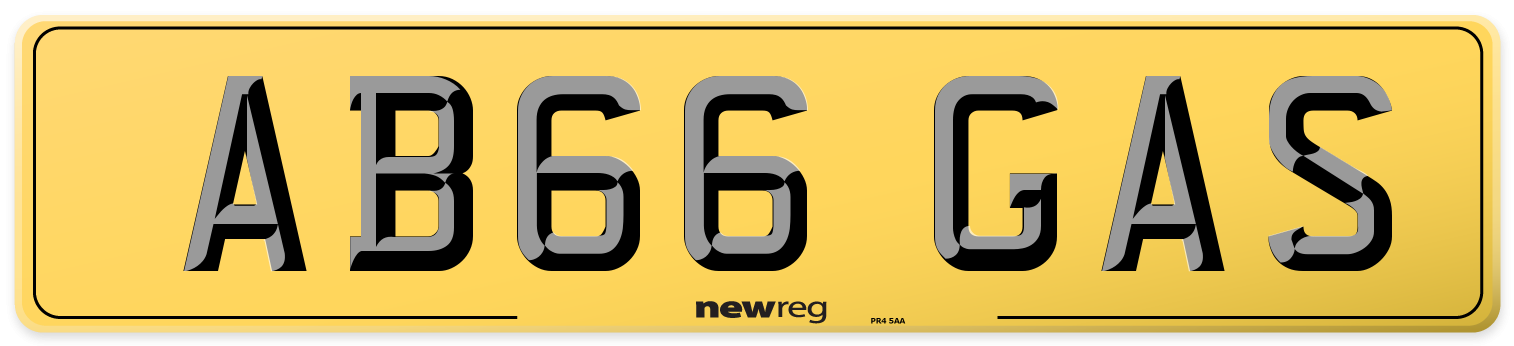 AB66 GAS Rear Number Plate