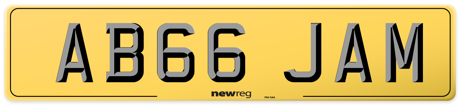 AB66 JAM Rear Number Plate