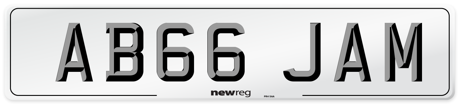 AB66 JAM Front Number Plate