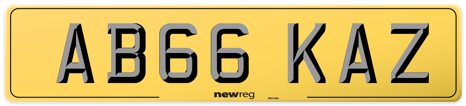 AB66 KAZ Rear Number Plate