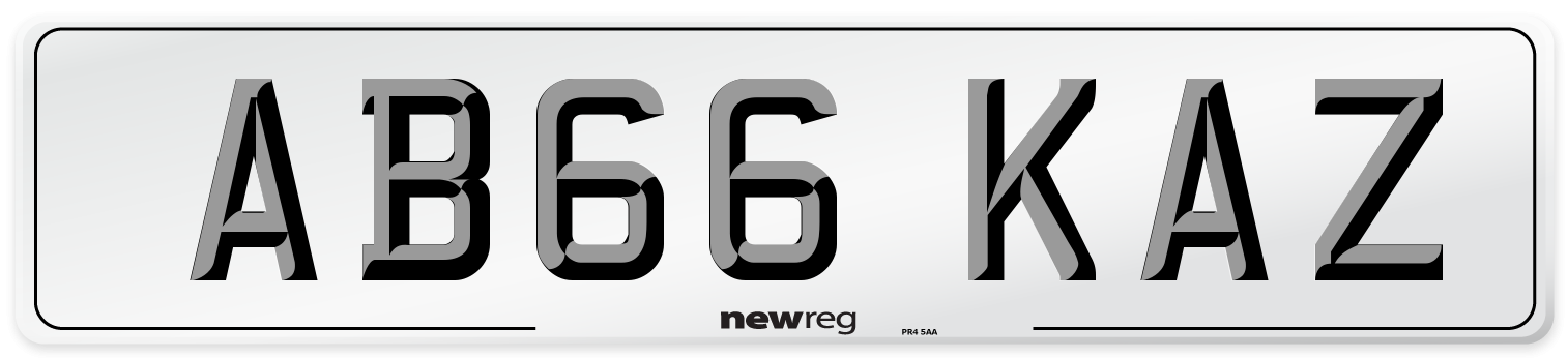 AB66 KAZ Front Number Plate